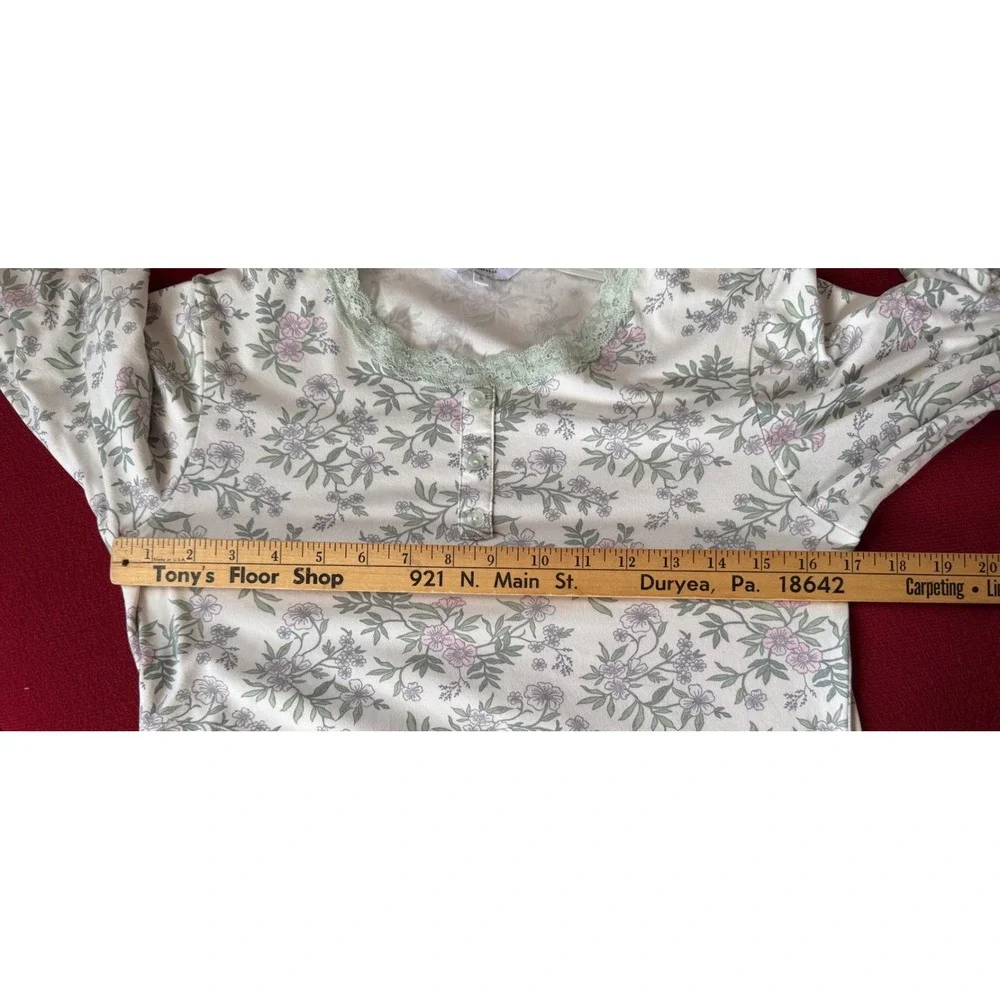 Elizabeth & Nicole Pajama Set Womens Small White Floral Lace Henley Loungewear